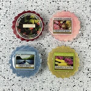 Lot of 4 Yankee Candle Tarts Drift Away Fresh Cut Roses Pineapple Cilantro +